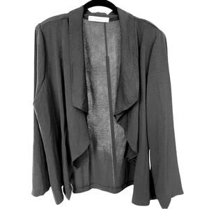 NWT Fair Haven Black Lightweight Open Front Cardigan Draped w Shoulder Pads - 1X